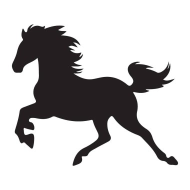 Atlayan bir atın cesur siluet vektör çizimi. Binicilik temalı logolar, markalaşma ve yaratıcı grafik projeler için ideal. Tasarımlarına biraz güç ve çeviklik ekle.
