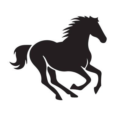 Dört nala koşan at siluetinin çarpıcı bir vektör çizimi, herhangi bir tasarım projesine biraz özgürlük ve enerji katmak için mükemmel. Logolar, baskılar ve daha fazlası için ideal.