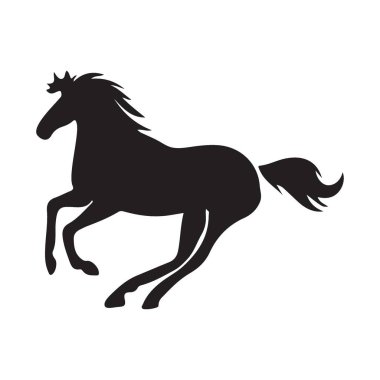 Dört nala koşan at siluetinin detaylı bir çizimi. Basılı basın, posterler, tişörtler ya da güçlü ve zarif bir hayvan temsiline ihtiyaç duyan her proje için ideal sanat..