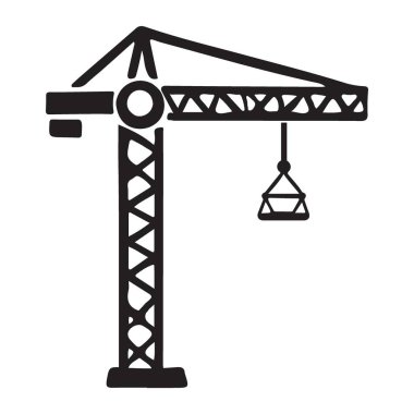 İnşaat vincinin vektör çizimi. İnşaat, geliştirme ve endüstriyel temaları temsil etmek için ideal. Siluet tasarımı temiz ve modern..