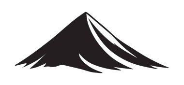 Dağ silueti sanatı. Doğa ve açık hava temalı tasarım projeleri için ideal. Logolar, web siteleri ve daha fazlası için temiz ve ölçeklenebilir bir vektör çizimi.