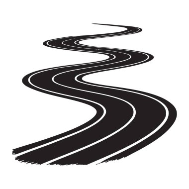 Dolambaçlı bir yolun vektör çizimi seyahat keşfi ve macerayı sembolize ediyor. Bilinmeyene giden bir yol ve keşfedilme potansiyelini temsil eder..