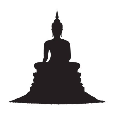 Barışçıl bir Buda silüeti vektör çizimi, ruhani, meditasyon ya da farkındalık temalı tasarımlar için idealdir. Basit ve zarif vektör sanatı.