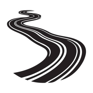 Dolambaçlı bir yolun vektör silueti. Seyahat, yolculuk ve yolları göstermek için mükemmel. Web sitesi başlıkları, posterleri ya da yön ve hareket duygusu gerektiren her tasarım için harikadır..