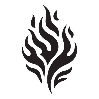 Soyut alev silueti çizimi, logolar, dövmeler ve grafik tasarım elementleri için uygun. Eşsiz tasarımı projenize ateşli bir biçim ekler.