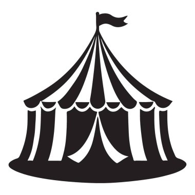Sirk çadırının cesur bir çizimi bir eğlence sembolü. Nostalji ve eğlenceye ihtiyaç duyan projeler için mükemmel..