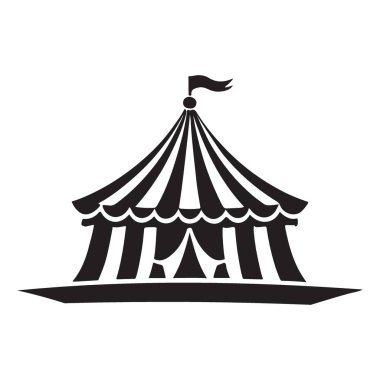 Üzerinde pankart olan bir sirk çadırının ayrıntılı bir silueti. Bayram ve büyük gösteriler..