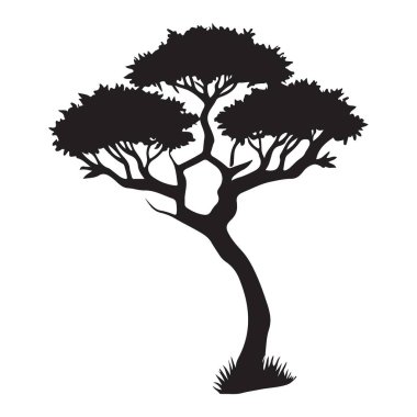 Rüzgarda bükülen şekillendirilmiş bir ağacın silüeti. Adapte edilebilirliği, doğanın güzelliğini ya da yeryüzü ile olan bağlantısını temsil etmek için birebir..