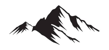 Dağ zirvesinin basit siyah bir silueti, peyzaj tasarımı için ideal. Bu vektör sanatı, yaratıcı projeler için uygundur..