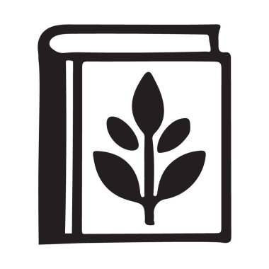 Kapağında botanik yaprak tasarımı olan bir kitabın siluet vektör çizimi. Doğa temalı projeler, kitap kapakları ya da eğitim materyalleri için mükemmel. Yazdırmak için uygun.