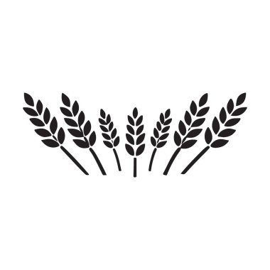 Buğday kulaklarının yarım daire şeklinde düzenlendiği bir vektör çizimi. Tarım, gıda ya da doğal ürün tasarımları için uygun. Bu yazdırma ve dijital ortam için kullanılabilir.