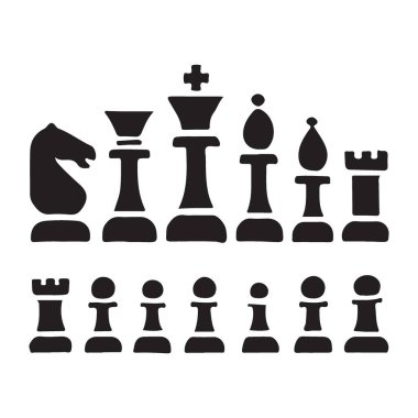 Bu satranç taşları siluet vektör tasarımı strateji oyunu çizimleri, masa oyunu tasarımları veya satranç hakkında eğitici materyaller için mükemmeldir. Yüksek kaliteli vektör.