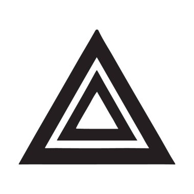 Yuvalanmış üçgenlerin vektör çizimi soyut ve modern bir tasarım unsuru yaratıyor. Logolar, arka planlar ve yaratıcı projeler için harika..