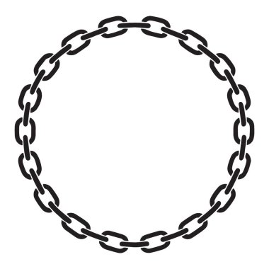 Dairesel zincir siluet vektörü. Çeşitli yaratıcı uygulamalar için kenarlık, çerçeve veya dekoratif aksan olarak kullanışlı çok yönlü bir tasarım ögesi.