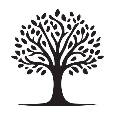 Bu detaylı siyah yapraklı ağaç silueti çizimi herhangi bir doğa temelli tasarım projesi için mükemmeldir. Eğitim malzemelerinde ya da logo olarak kullanın..