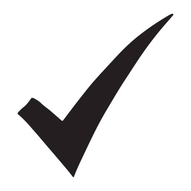 Cesur, siyah kontrol işareti çizimi. Web tasarımı, sunumlar ve onay sembolü gerektiren her proje için mükemmel. Kolay ölçeklendirme için vektör tasarımı.