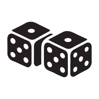 Bir çift zar küpünün vektör çizimi. Kumar, oyun, şans ve siluet tasarımı için ideal.