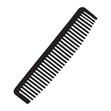 Saç tarağının siyah siluet vektör görüntüsü. Kuaförlük, güzellik, tımar, kişisel bakım ve moda tasarımı ve tasarımı için uygundur. Salonda, web sitesinde veya grafiklerde kullan.