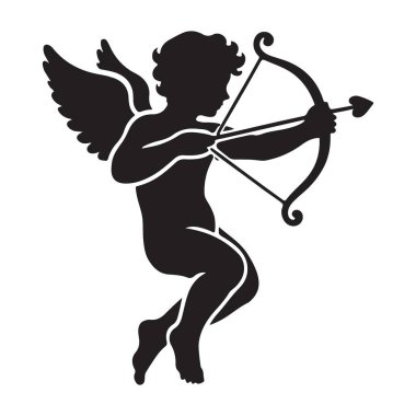Sevimli, tombul bir Cupid 'in siluet vektör çizimi yayını ve okunu geri çekiyor, sevgiyi yaymaya hazır. Bu oyuncu görüntü aşk tanrısı Cupid 'in cazibesini ve haylazlığını yakalar..