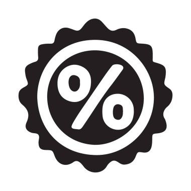 İndirim rozetinin siyah vektör silueti, yüzde sembolünü gösteriyor. Reklam satışları, promosyonlar ya da görsel olarak çekici bir şekilde özel teklifler için idealdir. Çeşitli tasarım ihtiyaçları için ölçeklenebilir ve çok yönlü.