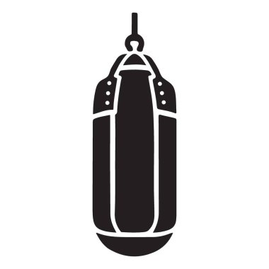 Bir kum torbasının silüet vektör görüntüsü, fitness, boks antrenmanları ve dövüş sanatları için kullanılır. Dayanıklılık ve dayanıklılık için sağlam bir eğitim aracı.