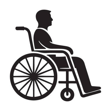 Erişilebilirlik, engellilik ve hareketlilik yardımı için sembol olarak kullanılan tekerlekli sandalyedeki bir kişinin silüeti..