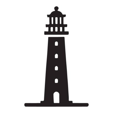Deniz fenerinin ayrıntılı siluet tasarımı, deniz temalı projelerde kullanılmak için ideal, kıyı markalaşması veya seyahatle ilgili grafikler. Zamansız estetiği tasarımlarınızı geliştirecek..
