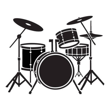 Tam bir davul setinin son derece detaylı vektör çizimi. Müzik tutkunları, bateristler, gruplar ve müzik ve perküsyon enstrümanlarıyla ilgilenenler için ideal..