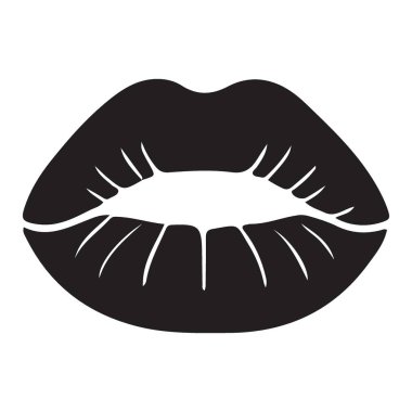 Koyu siyah bir dudak siluetinin vektör çizimi. Moda, güzellik ve tasarım projeleri için ideal. Yaratıcı çalışmana biraz zarafet katmak için mükemmel..