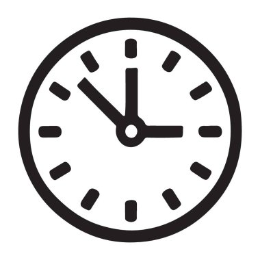Basit Saat Simgesi Vektör İllüstrasyon Minimalist Tasarım Konsepti. Yüksek çözünürlüklü vektör dosyası. Web sitelerinde, uygulamalarda ve diğer dijital projelerde kullanmak için mükemmel. Temiz ve modern tasarım.