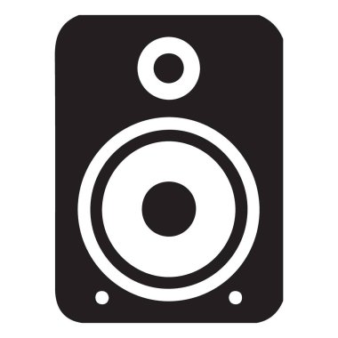 Müzik, ses sistemleri, ses ekipmanları ve eğlence ile ilgili projeleri temsil etmek için ideal bir ses hoparlörünün temiz bir vektör çizimi.