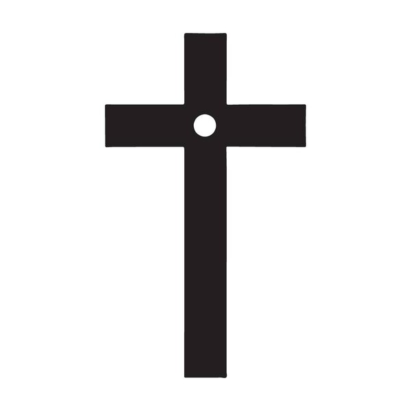 A classic silhouette of a Christian cross with a circle in the middle, representing faith, belief, and spiritual connection. Ideal for religious symbols.