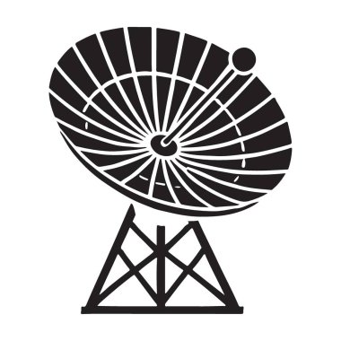 Bu vektör illüstrasyonunda iletişim ve teknolojinin sembolü olan bir uydu anteni bulunur. Televizyon, internet, uzay keşfi veya küresel bağlantıları temsil etmek için ideal.