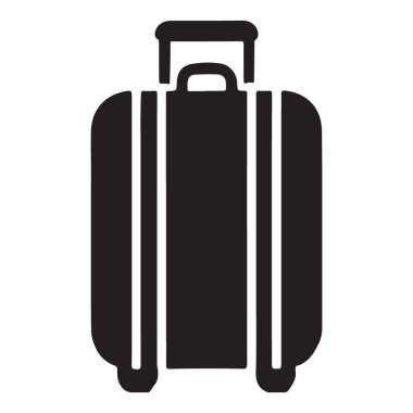 Bu vektör sanatı seyahat, bagaj ve tatille ilgili tasarım ve kavramlar için ideal siyah bir bavul silueti sergiliyor..