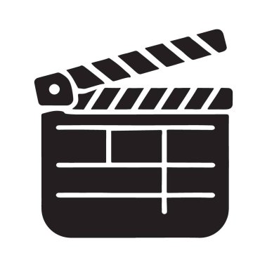 Bir film alkışlama tahtasının siluet çizimi. Film endüstrisini, film yapımcılığını ve yaratıcı sanatları temsil eder. Sinema ve video üretimi hakkında grafikler için uygundur.