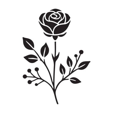 Detaylı taç yaprağı düzenlemeleri ile gelişmiş bir gül silueti vektör görüntüsü. Büyüleyici çiçek tasarımları yapmak ve yaratıcı girişimlere biraz incelik katmak için idealdir..