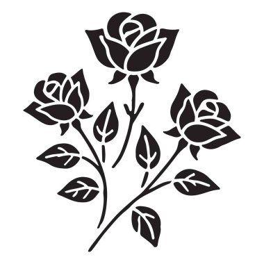 Üç gülden oluşan güzel bir gül çiçeği çizimi. Herhangi bir tasarım projesine zarafet ve güzellik katmak için mükemmel. Çok yönlü kullanım için yüksek kaliteli vektör tasarımı.