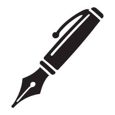 Antika bir dolmakalemin siluet vektör çizimi. Sabit markalar, ilgili projeler yazmak veya herhangi bir tasarıma klasik bir dokunuş eklemek için ideal.