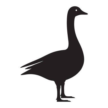 Profil görünümünde bir kaz siluetinin basit ve zarif bir vektör çizimi. Vektör hayvan tasarımı.