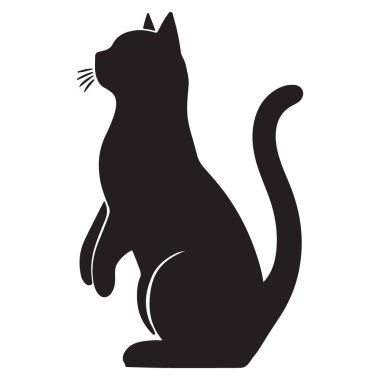 Zarif bir şekilde oturan bir kedinin zarif silüeti rahatlama ve çekiciliği somutlaştırır. Posterlerden web sitelerine kadar kedi severler için mükemmel bir tasarım projesi..