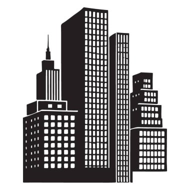 Şehir merkezindeki silueti yakalayan bir vektör çizimi. Kentsel planlama, mimari, şehir manzarası geliştirme ve metropol alanlarında iş odaklı projeler için en iyisi.