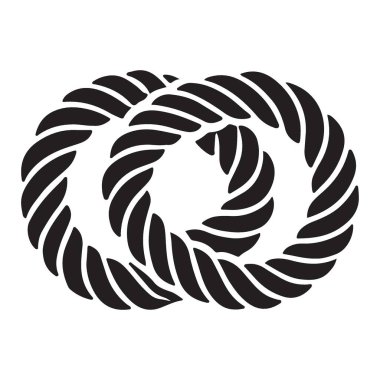 Denizcilik teması, grafik tasarımı ve el sanatları için birbirine dolanmış iki halat çizimi. Temiz, siyah siluet tarzı modern ve çok yönlü bir görünüm sunuyor..