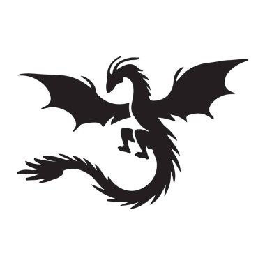 Tasarımlarınızı bu zarif uçan ejderha siluet vektör çizimiyle geliştirin. Fantezi sanatı, oyun geliştirme ve mitolojik temalı projeler için ideal.