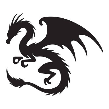 Ejderha siluetinin dinamik bir temsili. Sanat projelerinde, tasarım çalışmalarında ya da fantezi yeteneği gerektiren her şeyde kullanılmak için mükemmel. Tişörtler, posterler ve daha fazlası için harika..