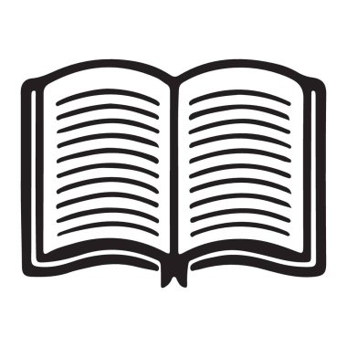 Eğitim projeleri için açık kitap illüstrasyonu. Yüksek kalite vektör grafiği, kitap severler, öğrenciler ya da okumayla ilgili bir resme ihtiyacı olanlar için mükemmel..