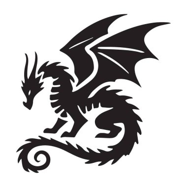 Güçlü bir ejderha silueti, fantezi tasarımları için ideal bir sanat eseri. Bu siluetle projelerinize antik mitolojiyi de ekleyin.