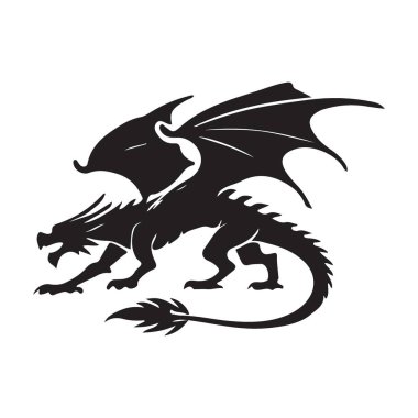 Bu tehditkar ejderha siluetiyle projene epik bir macera hissi ekle. Kusursuz entegrasyon için yüksek kaliteli vektör biçimi.