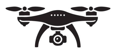 Bir İHA 'nın vektör çizimi, havacılık teknolojisi, hava fotoğrafçılığı ve insansız hava aracı meraklısı materyalleri için ideal. Modern uçuş teknolojisinin silueti..