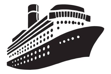 Bu büyüleyici yolcu gemisi siluetiyle denizleri keşfedin. Seyahat broşürleri, deniz tasarımları ya da projelerinize biraz deniz macerası katmak için mükemmel..