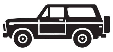 Klasik bir SUV çizimi, otomotiv projeleri için mükemmel. Dört çeker klasik bir tasarım, off-road ve macera temaları için ideal.